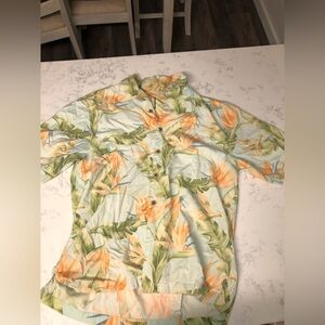 Jamaica Jaxx Tropical Leaf Print Button-Down Shirt Men’s Size Medium
